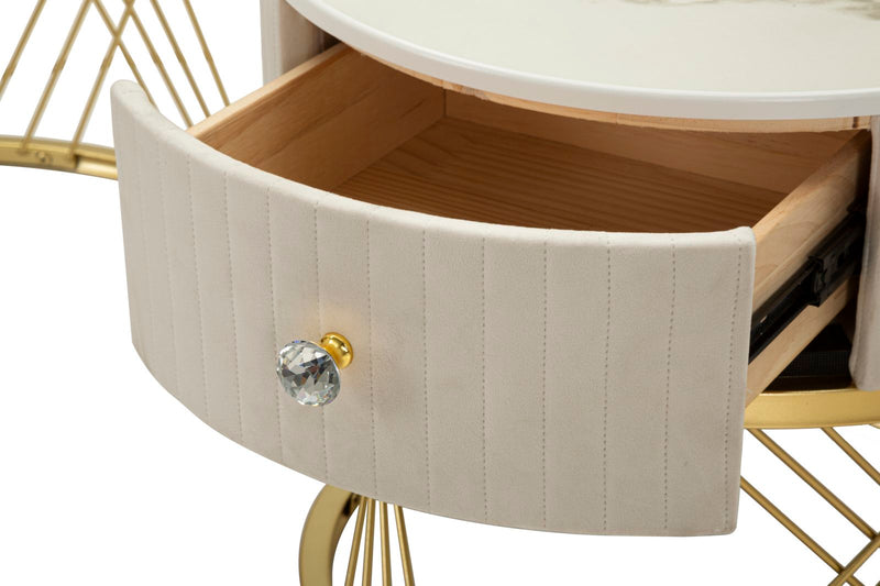 Măsuță de Cafea Mauro Ferretti S Votix, Crem/Auriu, Ø70 cm