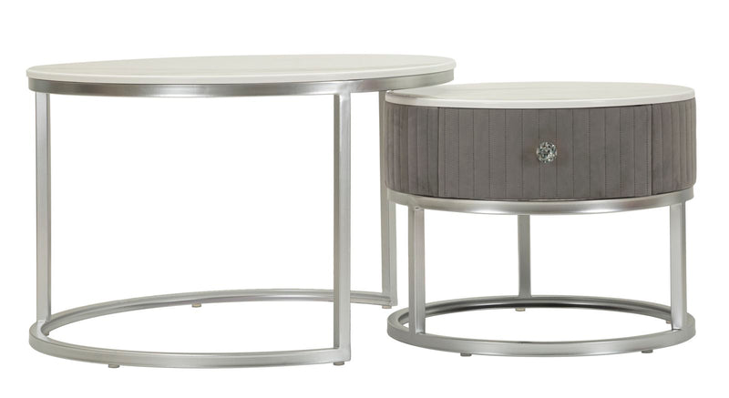 Măsuță de Cafea Mauro Ferretti S Greys, Gri/Argintiu, Ø70 cm