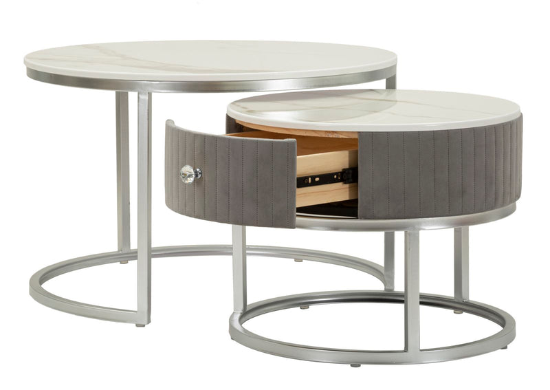 Măsuță de Cafea Mauro Ferretti S Greys, Gri/Argintiu, Ø70 cm