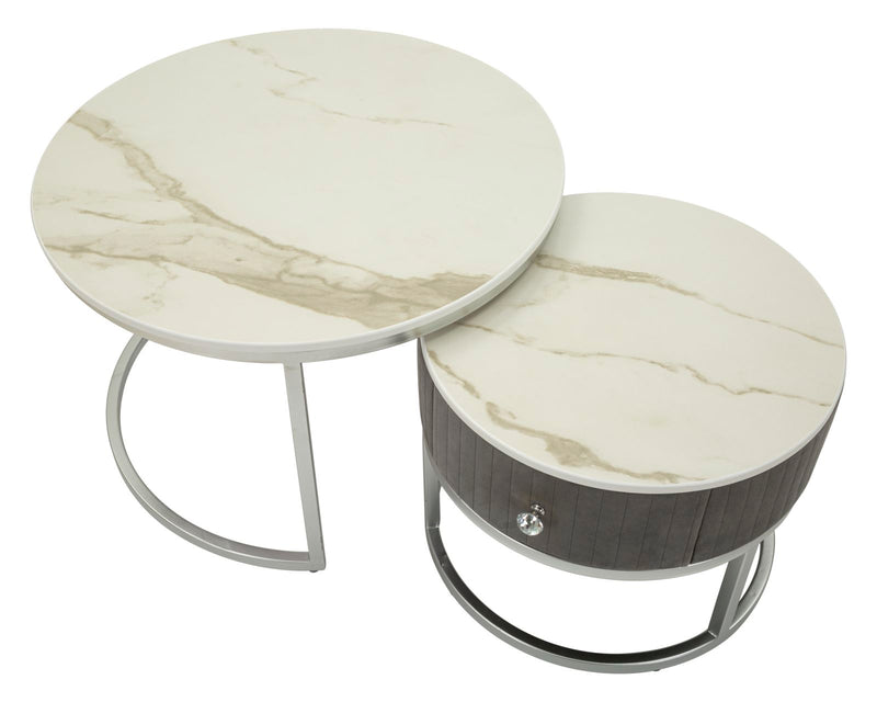 Măsuță de Cafea Mauro Ferretti S Greys, Gri/Argintiu, Ø70 cm
