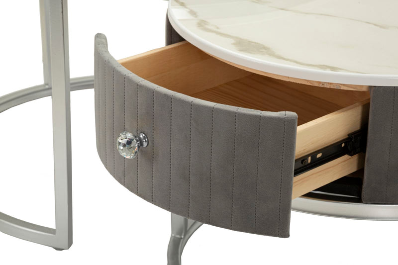 Măsuță de Cafea Mauro Ferretti S Greys, Gri/Argintiu, Ø70 cm