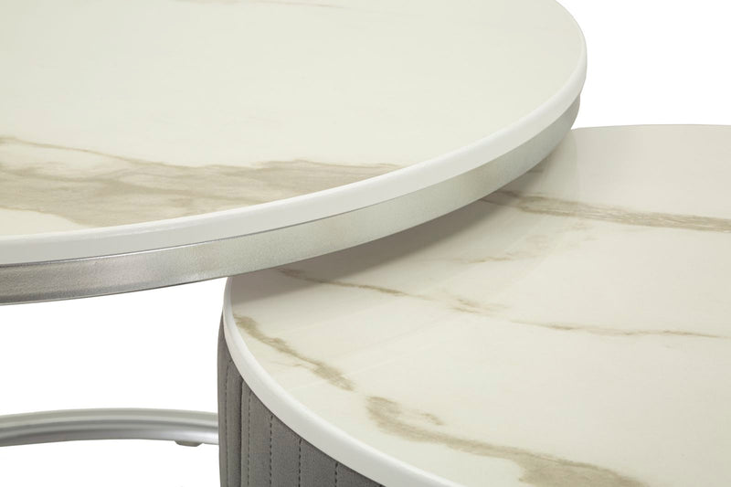 Măsuță de Cafea Mauro Ferretti S Greys, Gri/Argintiu, Ø70 cm