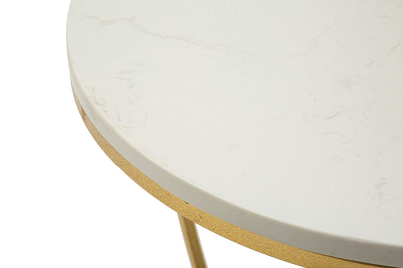 Măsuță Laterală Mauro Ferretti Inimă, Auriu/Alb, Ø40 cm