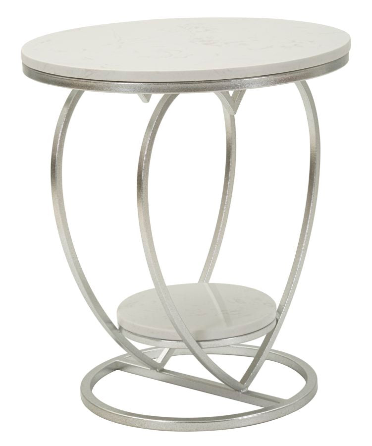 Măsuță Laterală Mauro Ferretti Inimă, Argintiu/Alb, Ø40 cm