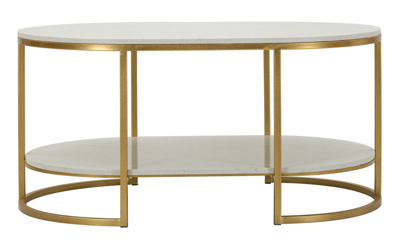 Măsuță de Cafea Mauro Ferretti Izmir, Auriu/Alb, 90x45 cm