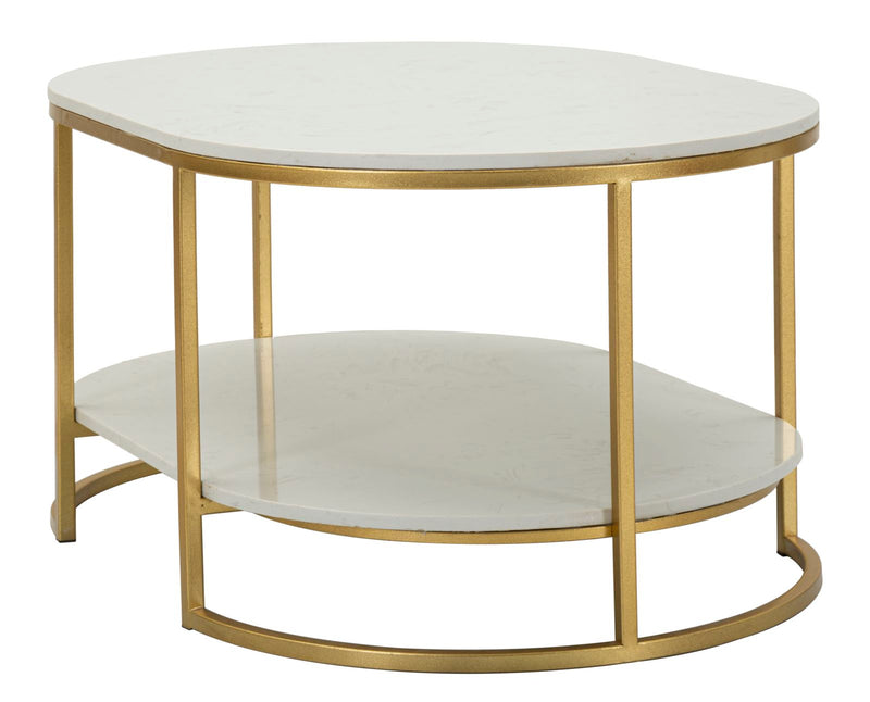 Măsuță de Cafea Mauro Ferretti Izmir, Auriu/Alb, 90x45 cm