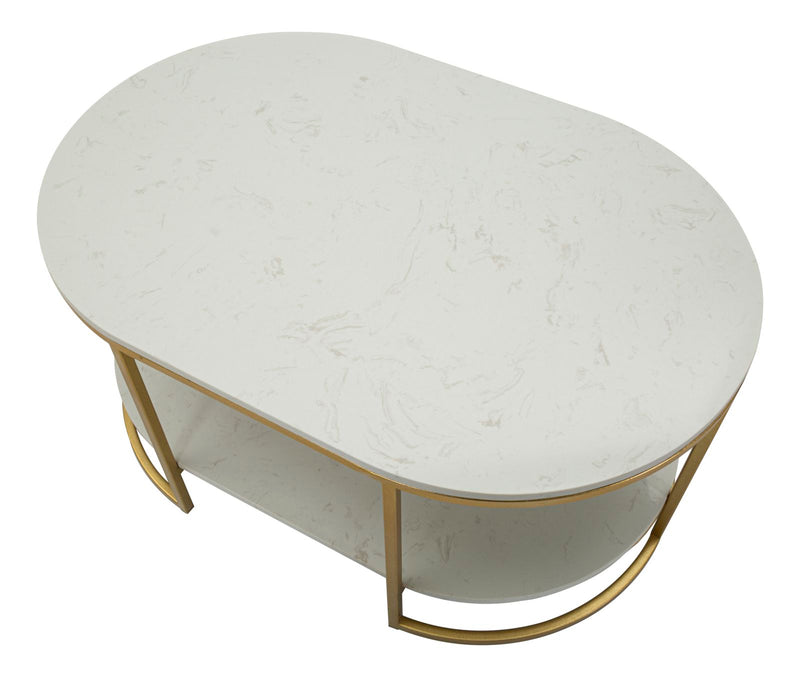 Măsuță de Cafea Mauro Ferretti Izmir, Auriu/Alb, 90x45 cm