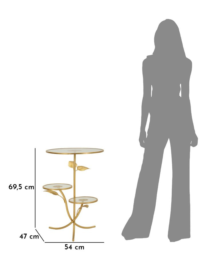 Măsuță Laterală Mauro Ferretti 3 Frunză, Auriu, Ø54 cm