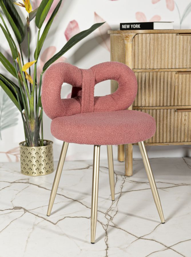Fotoliu Mauro Ferretti Ilary Mini Ø, Roz/Auriu, Ø40 cm