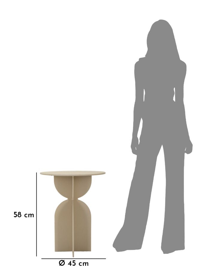 Măsuță Laterală Mauro Ferretti Dune, Crem, Ø45 cm, L:45cm x