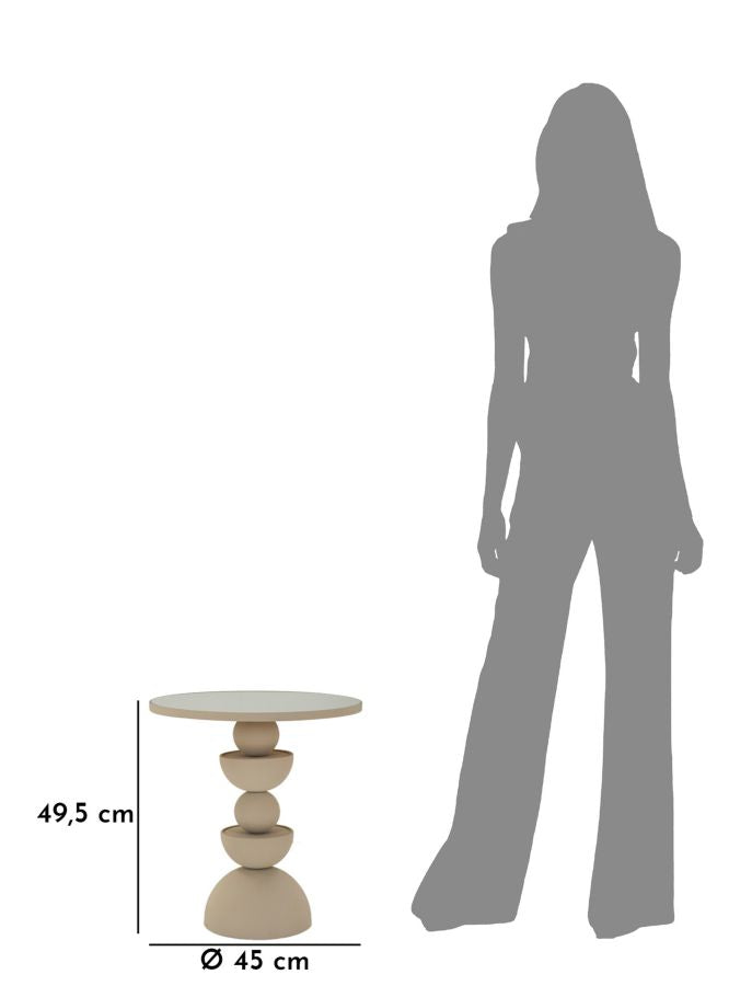 Măsuță Laterală Mauro Ferretti Dune, Crem, Ø45 cm, L:45cm x