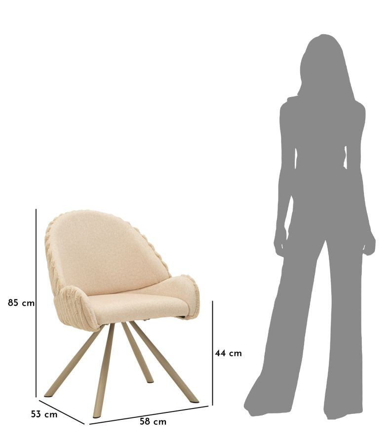 Scaun Mauro Ferretti Sedia Stoccolma -A-Crema, Crem, 58x85 cm
