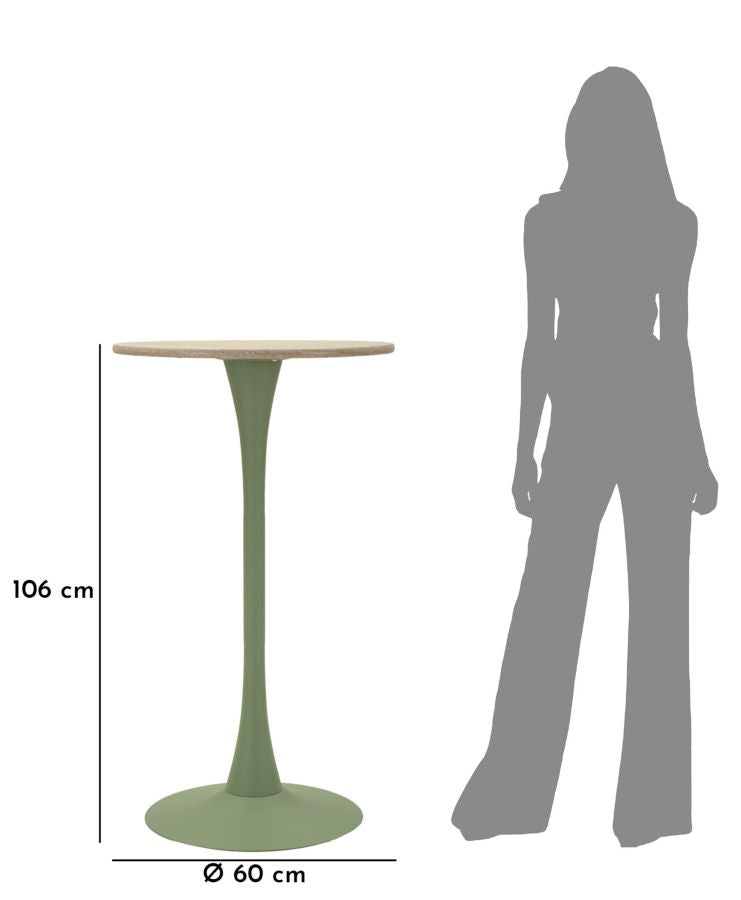 Masă Bar Mauro Ferretti Bar Alaska, Verde/Crem, Ø60 cm
