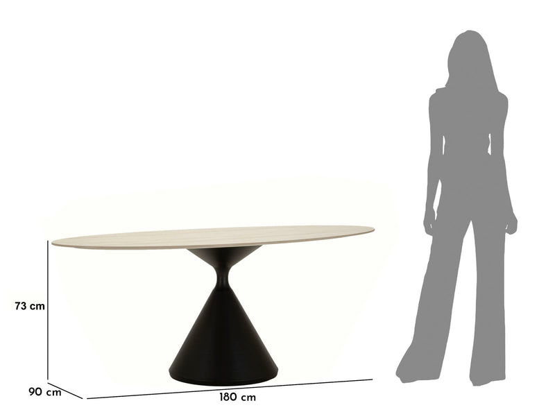 Masă Dining Mauro Ferretti Space, Crem/Negru, 180x73 cm
