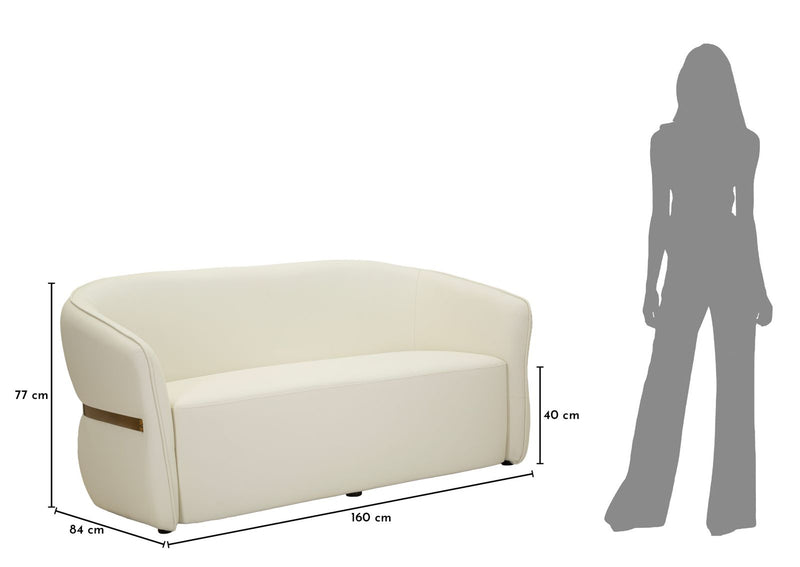 Canapea Mauro Ferretti Minsk, Alb/Auriu, 160x77 cm
