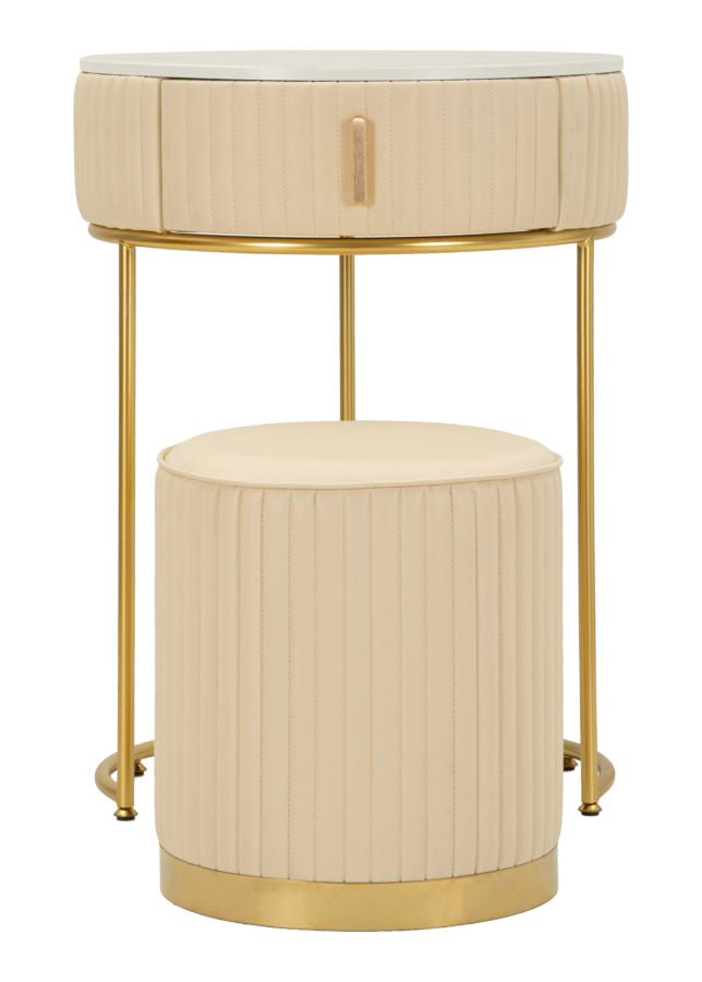 Noptieră Mauro Ferretti /Dressing cu, Alb/Auriu, Ø52 cm