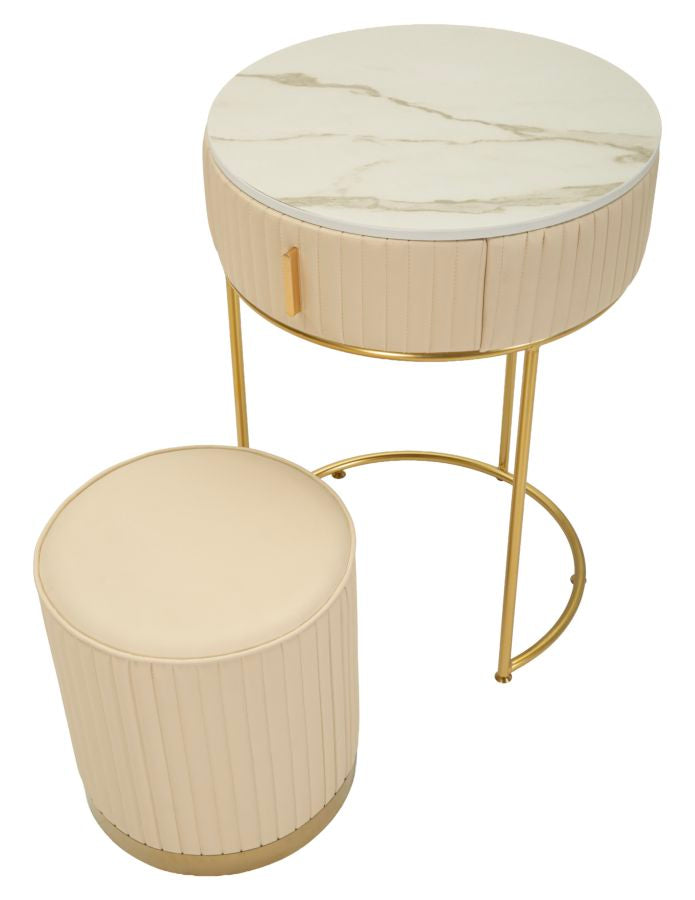 Noptieră Mauro Ferretti /Dressing cu, Alb/Auriu, Ø52 cm