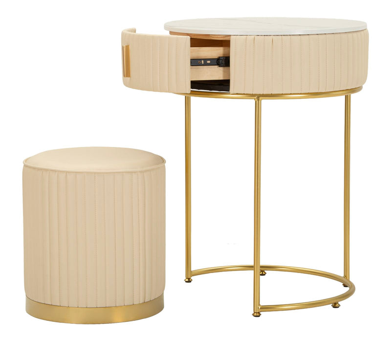 Noptieră Mauro Ferretti /Dressing cu, Alb/Auriu, Ø52 cm