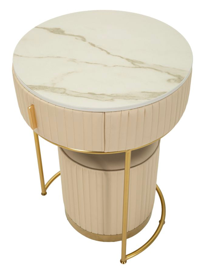 Noptieră Mauro Ferretti /Dressing cu, Alb/Auriu, Ø52 cm