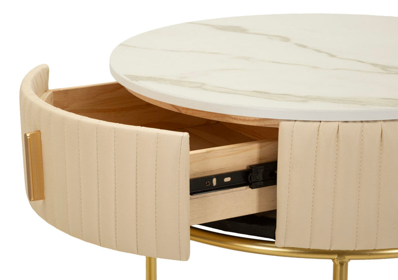 Noptieră Mauro Ferretti /Dressing cu, Alb/Auriu, Ø52 cm