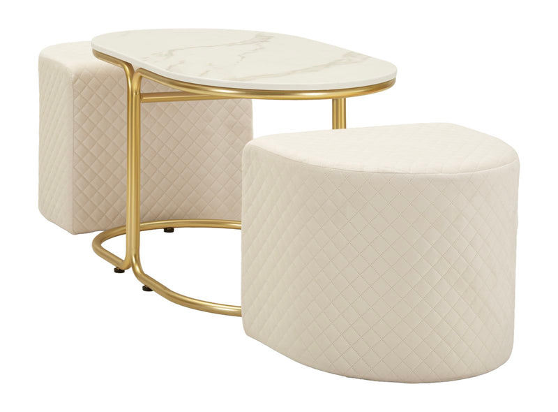 Măsuță de Cafea Mauro Ferretti Relaxare cu, Alb/Auriu, 79x44 cm