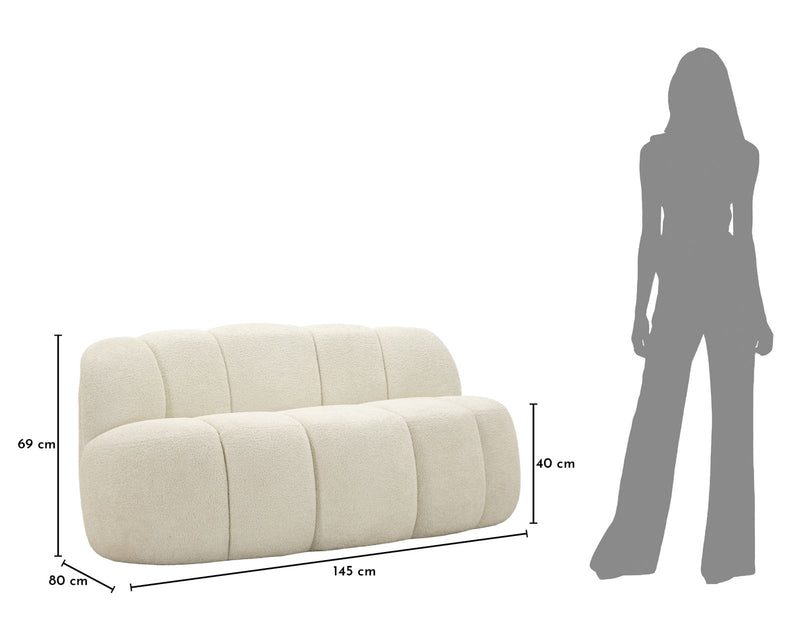 Canapea Mauro Ferretti Bilă 2 Seat, Alb, 145x69 cm