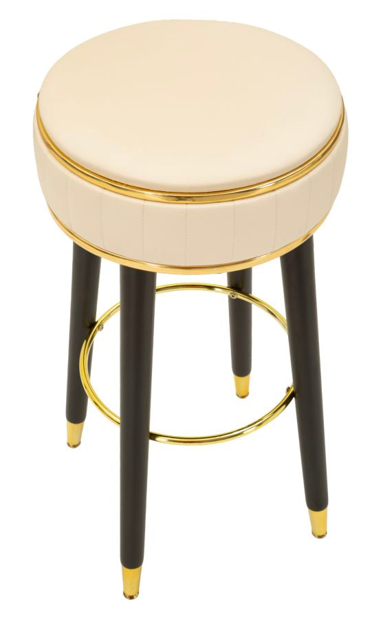 Scaun Bar Mauro Ferretti London Bar, Crem/Negru/Auriu, Ø38 cm