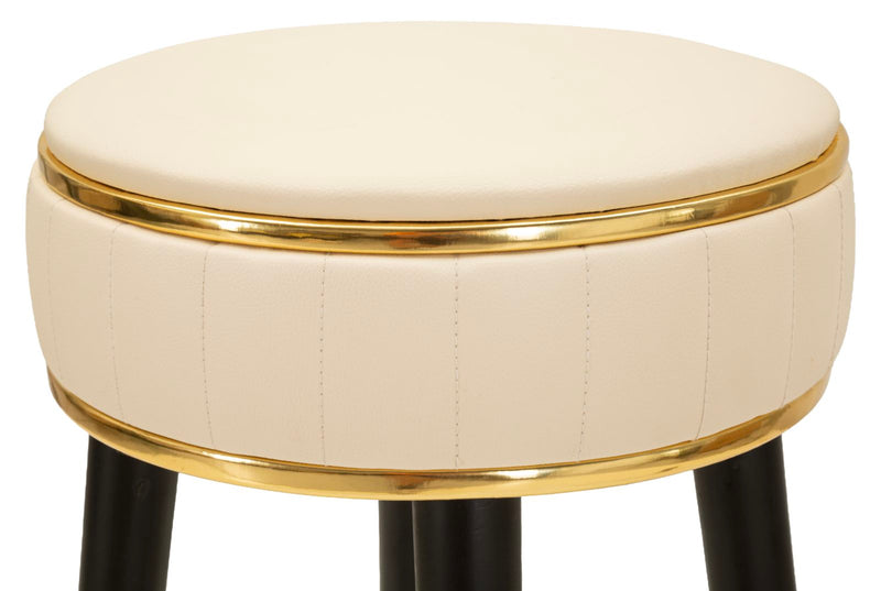 Scaun Bar Mauro Ferretti London Bar, Crem/Negru/Auriu, Ø38 cm