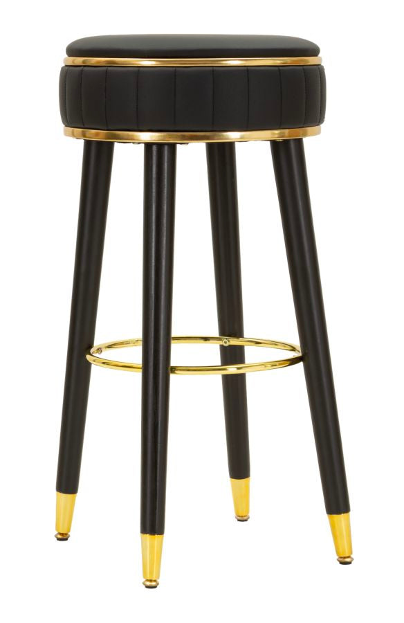 Scaun Bar Mauro Ferretti London Bar, Negru/Auriu, Ø38 cm