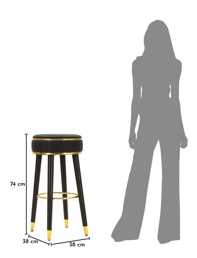 Scaun Bar Mauro Ferretti London Bar, Negru/Auriu, Ø38 cm