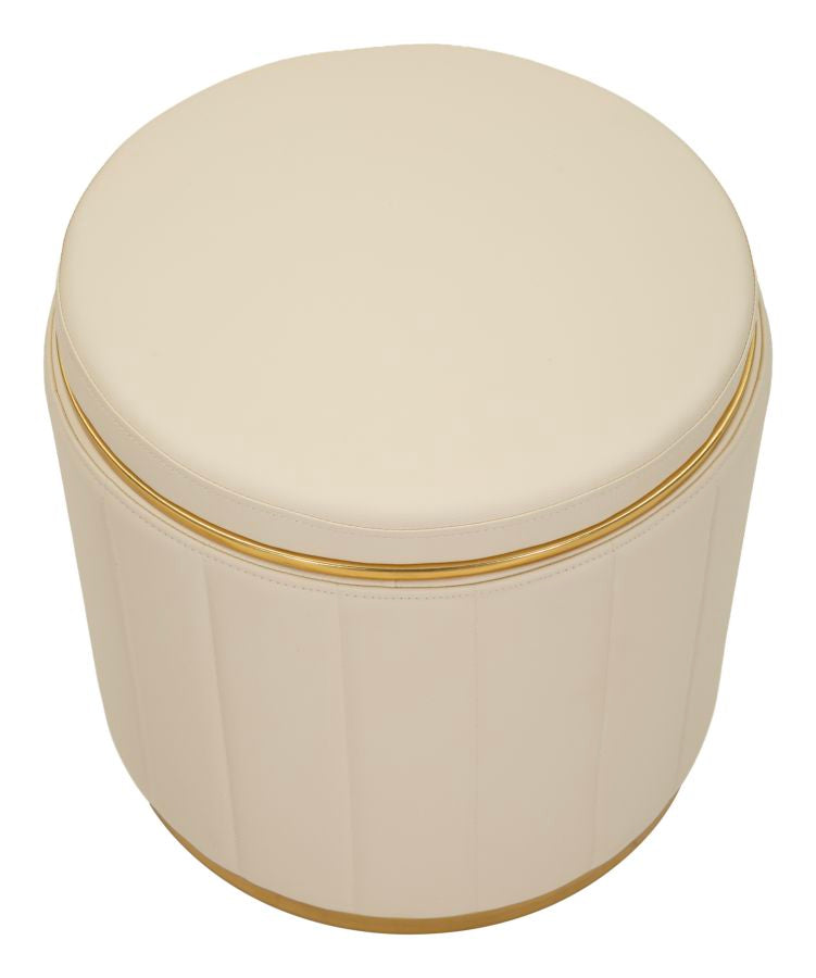 Puf Mauro Ferretti London, Crem/Auriu, Ø46 cm