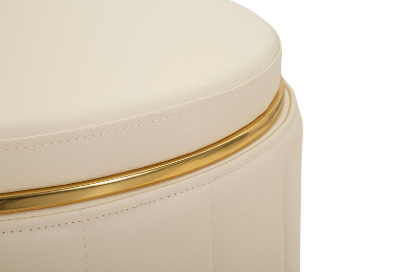 Puf Mauro Ferretti London, Crem/Auriu, Ø46 cm