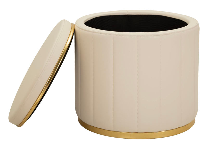 Puf Mauro Ferretti London, Crem/Auriu, Ø46 cm