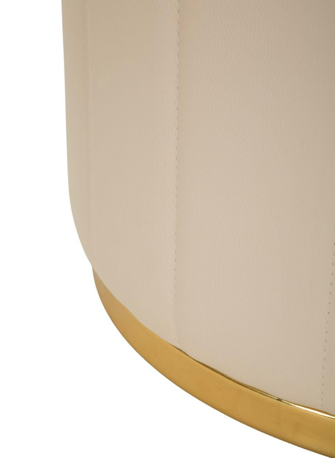 Puf Mauro Ferretti London, Crem/Auriu, Ø46 cm
