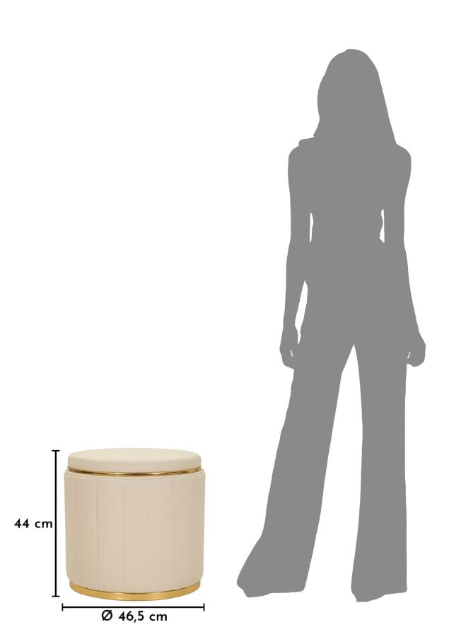 Puf Mauro Ferretti London, Crem/Auriu, Ø46 cm