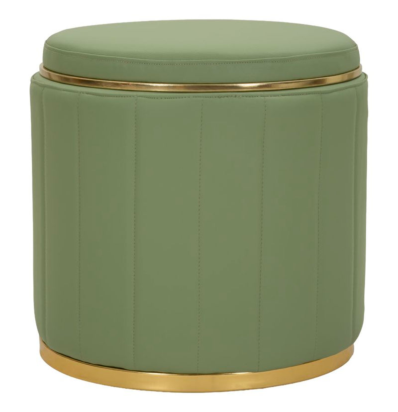 Puf Mauro Ferretti London, Verde/Auriu, Ø46 cm
