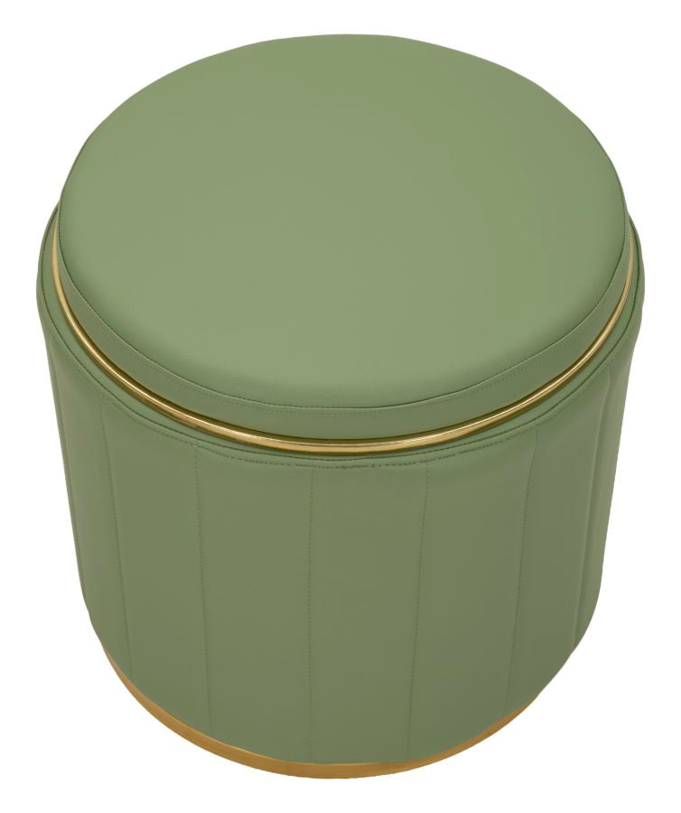 Puf Mauro Ferretti London, Verde/Auriu, Ø46 cm