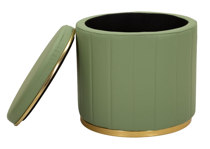 Puf Mauro Ferretti London, Verde/Auriu, Ø46 cm
