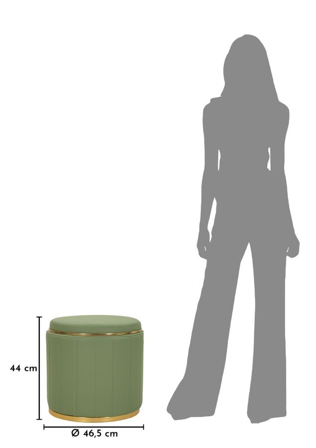 Puf Mauro Ferretti London, Verde/Auriu, Ø46 cm