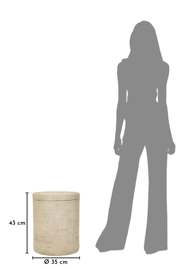 Măsuță Laterală Mauro Ferretti Antic End, Crem, Ø35 cm