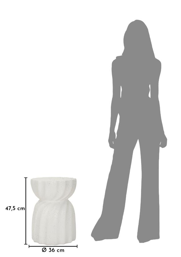 Măsuță Laterală Mauro Ferretti Twisty End, Crem, Ø36 cm