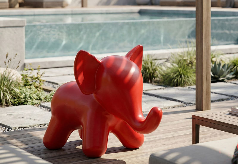Taburet Mauro Ferretti Elefant, Roșu, 86x56 cm