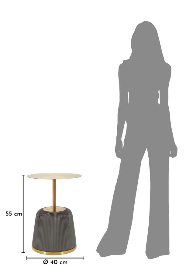 Măsuță Laterală Mauro Ferretti Egle End, Gri/Auriu, Ø40 cm