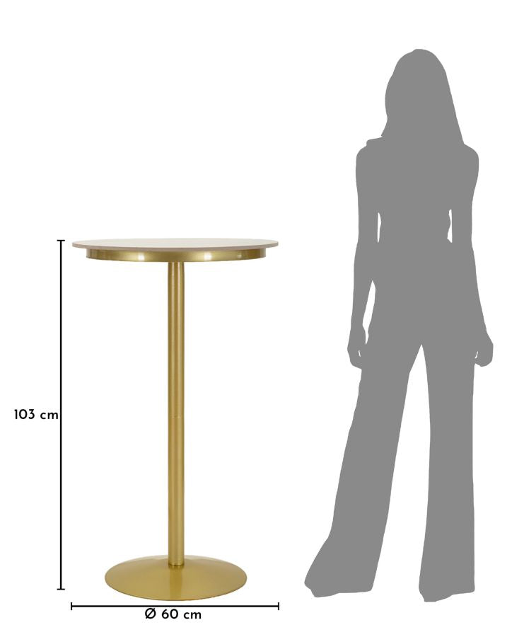 Masă Bar Mauro Ferretti Simply Bar, Auriu/Alb, Ø60 cm