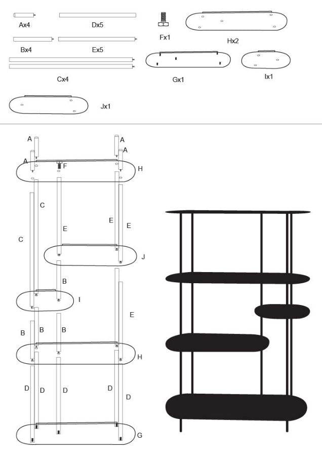 Bibliotecă Mauro Ferretti Saturn Book, Tail, 118x139 cm
