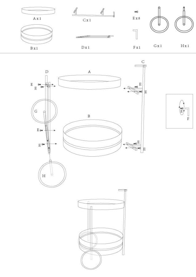 Decorațiune Mauro Ferretti Saturn Bar Cart, Gri Porumbel