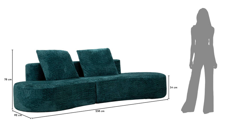 Canapea Extensibilă Mauro Ferretti Island Sofa', Teal, 238x78 cm