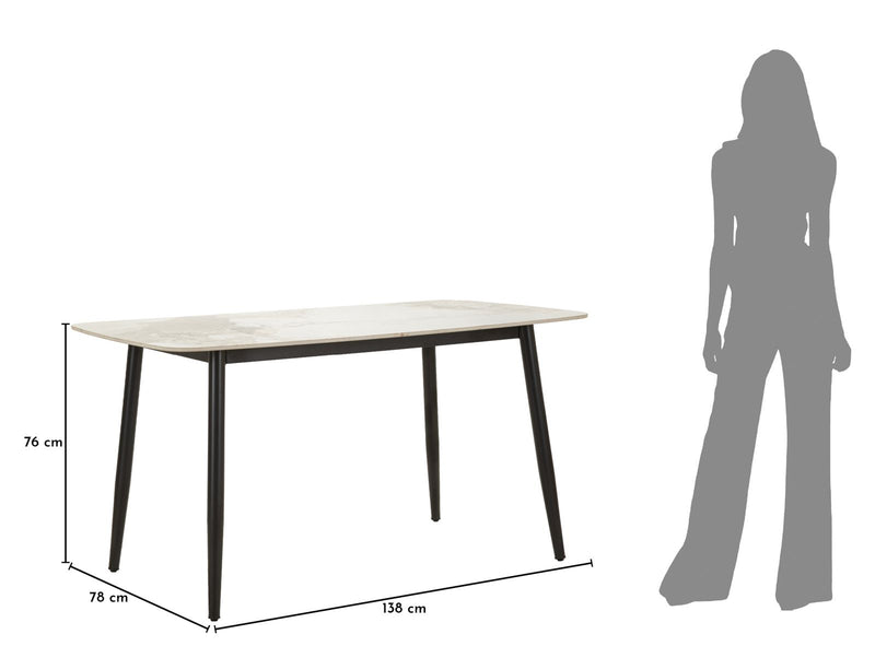 Masă Dining Mauro Ferretti Josh, Negru/Alb, 138x76 cm