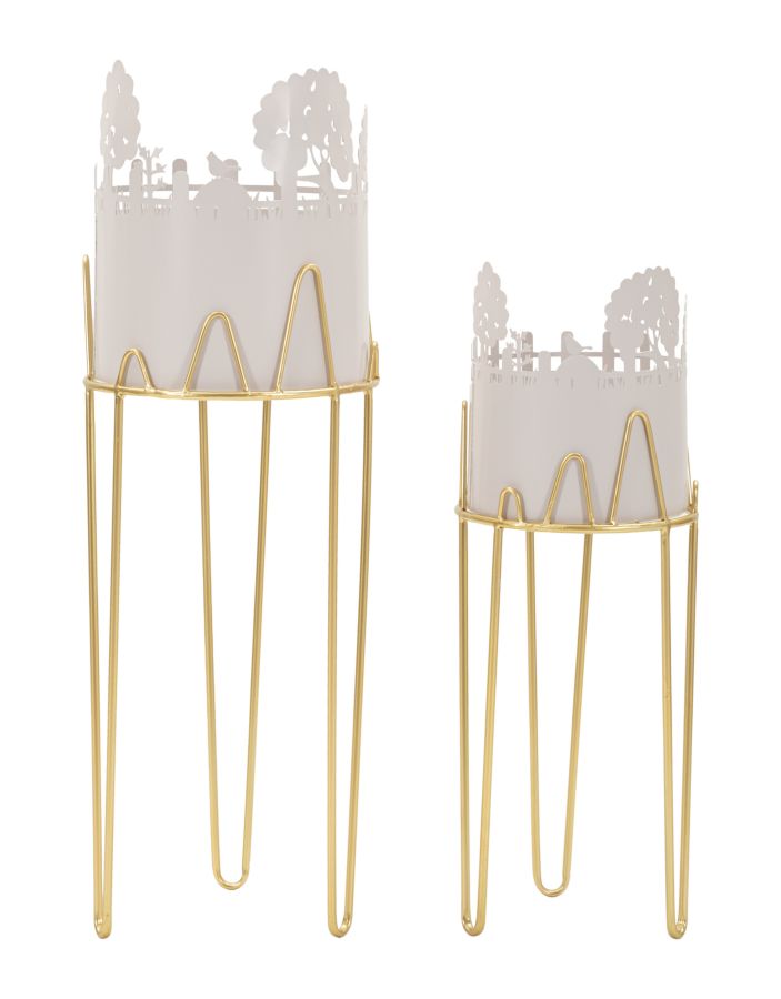 Suport Vaze Mauro Ferretti Copac Vase, Gri/Auriu, Ø27 cm