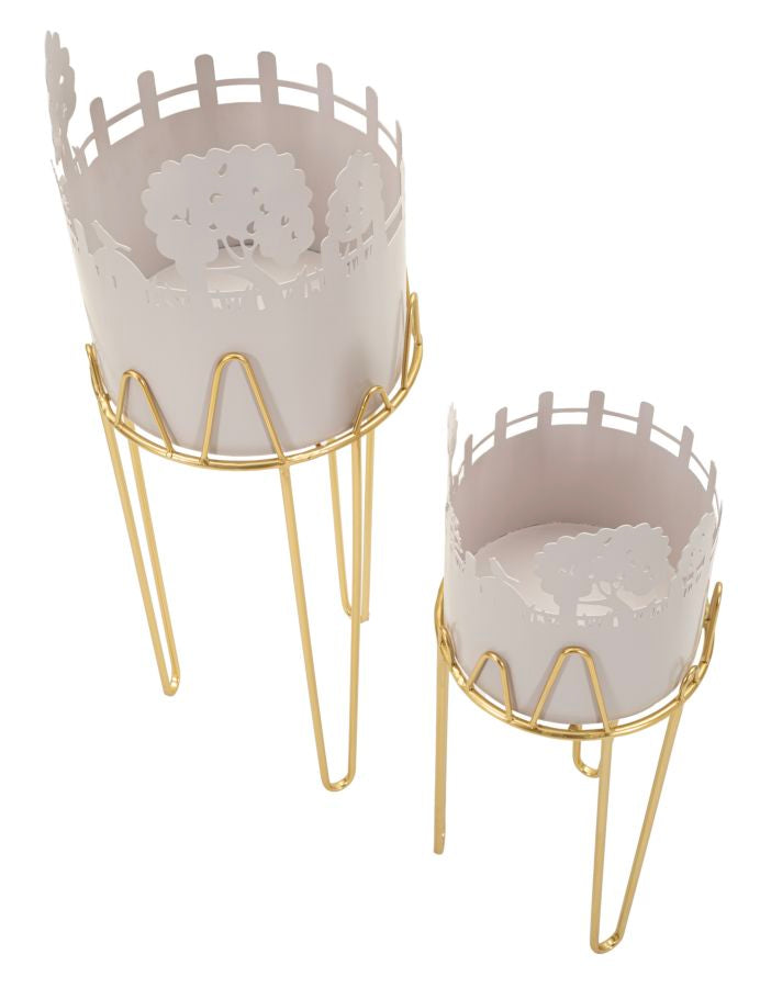 Suport Vaze Mauro Ferretti Copac Vase, Gri/Auriu, Ø27 cm